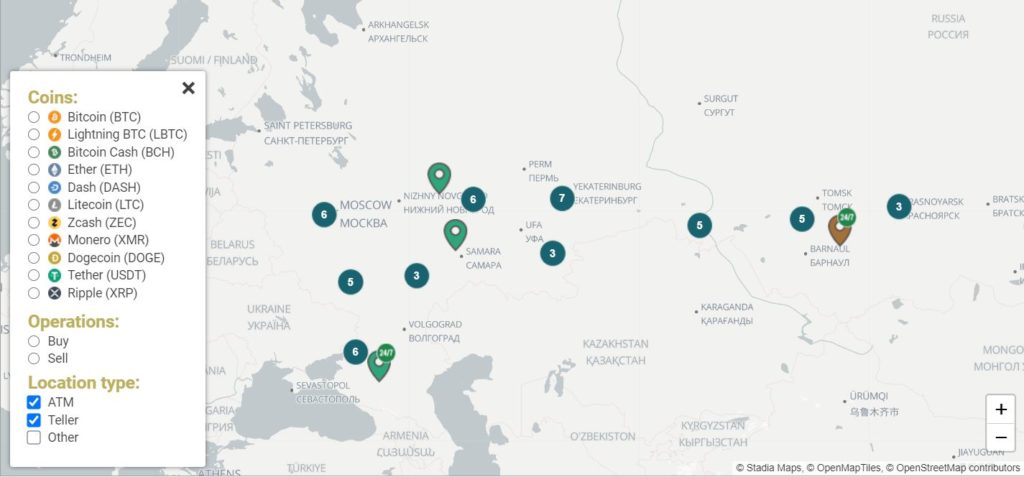 Доступные криптобанкоматы