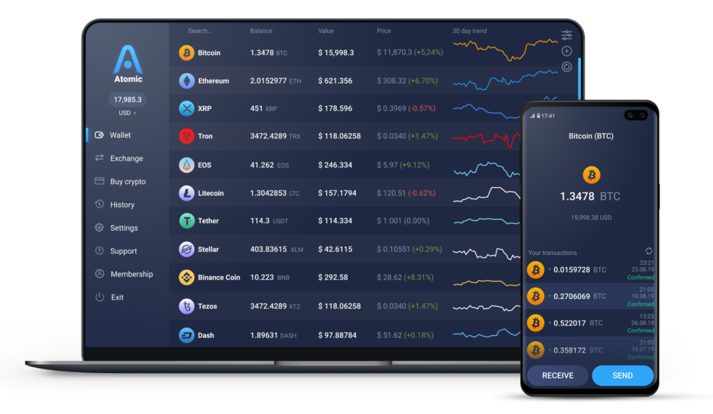 Интерфейс Atomic Wallet
