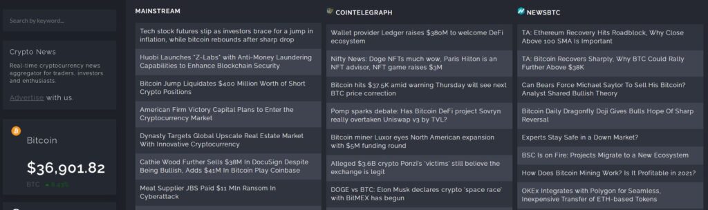 Скрин платформы CoinSpectator