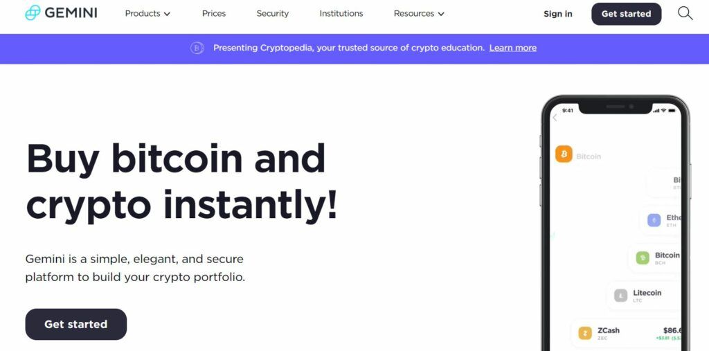 Скрин криптобирж Gemini
