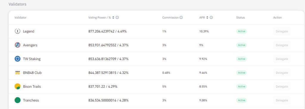 Валидаторы Binance Smart Chain