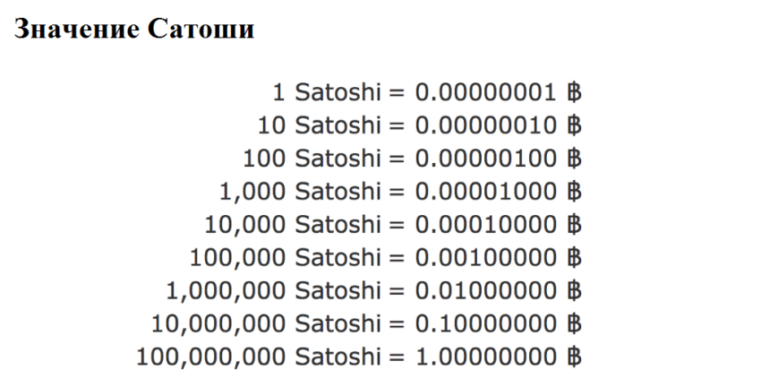 Сатоши в биткоине