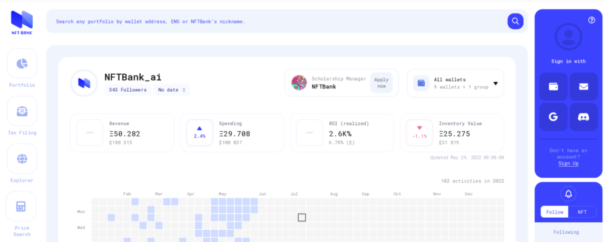 Скрин платформы NFTBank