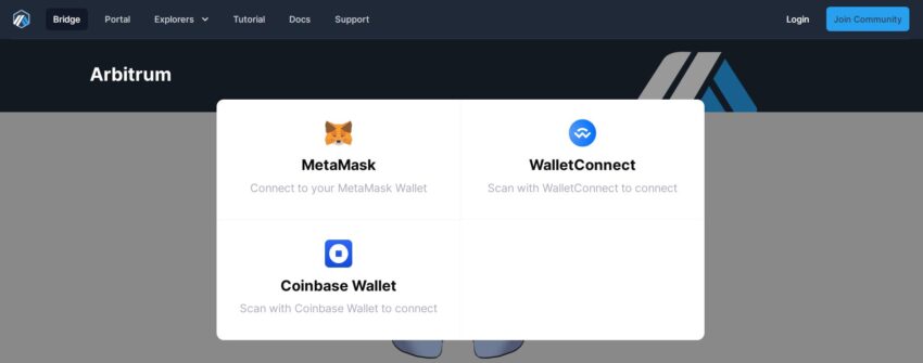 Скрин платформы Arbitrum One Bridge