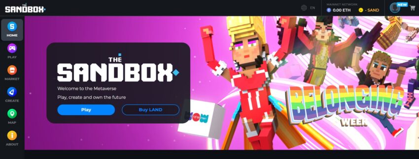 Скрин платформы The Sandbox