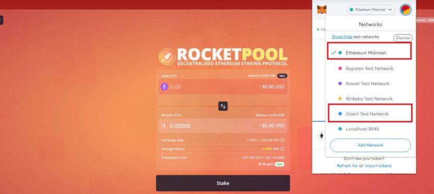 Скрин платформы Rocket Pool