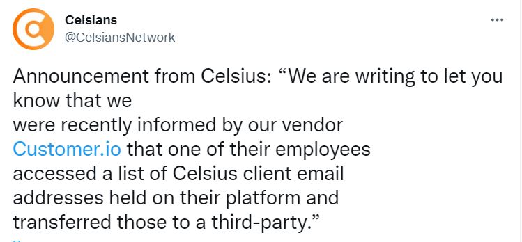 Скрин микроблога Celsius