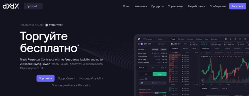 Криптобиржа dYdX
