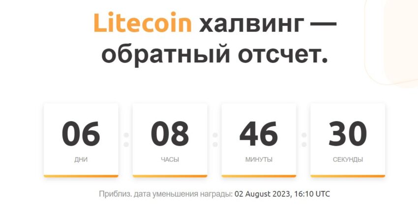 Отсчет времени до халвинга Litecoin
