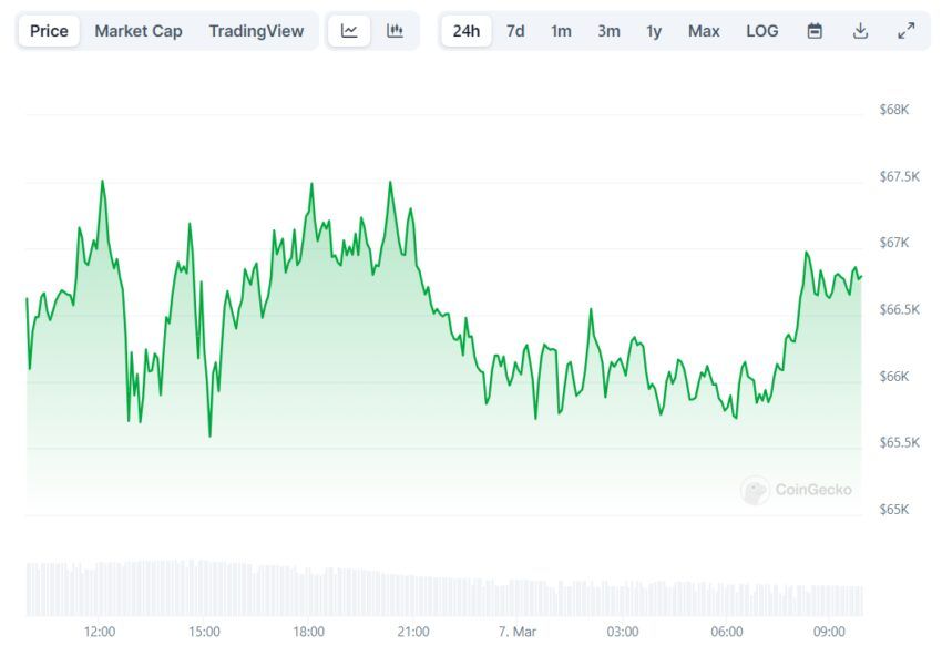 График стоимости BTC за последние 24 часа