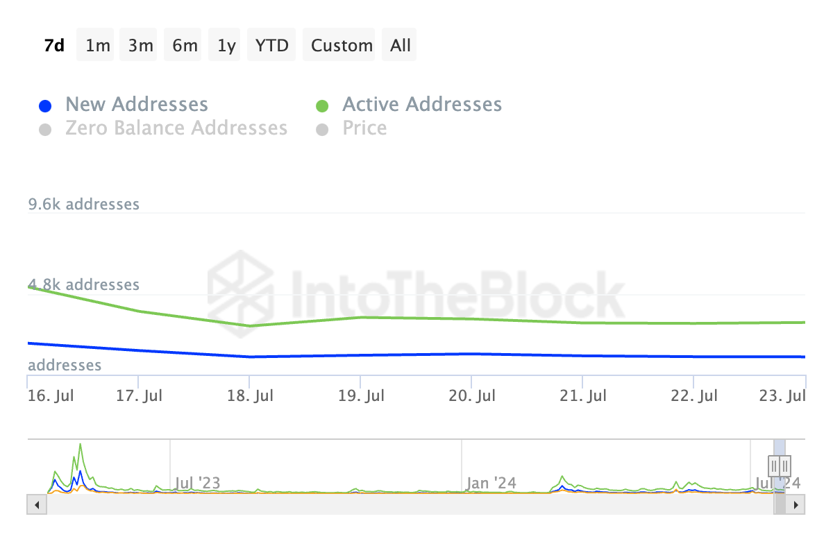 Ежедневные активные адреса PEPE. Источник: IntoTheBlock