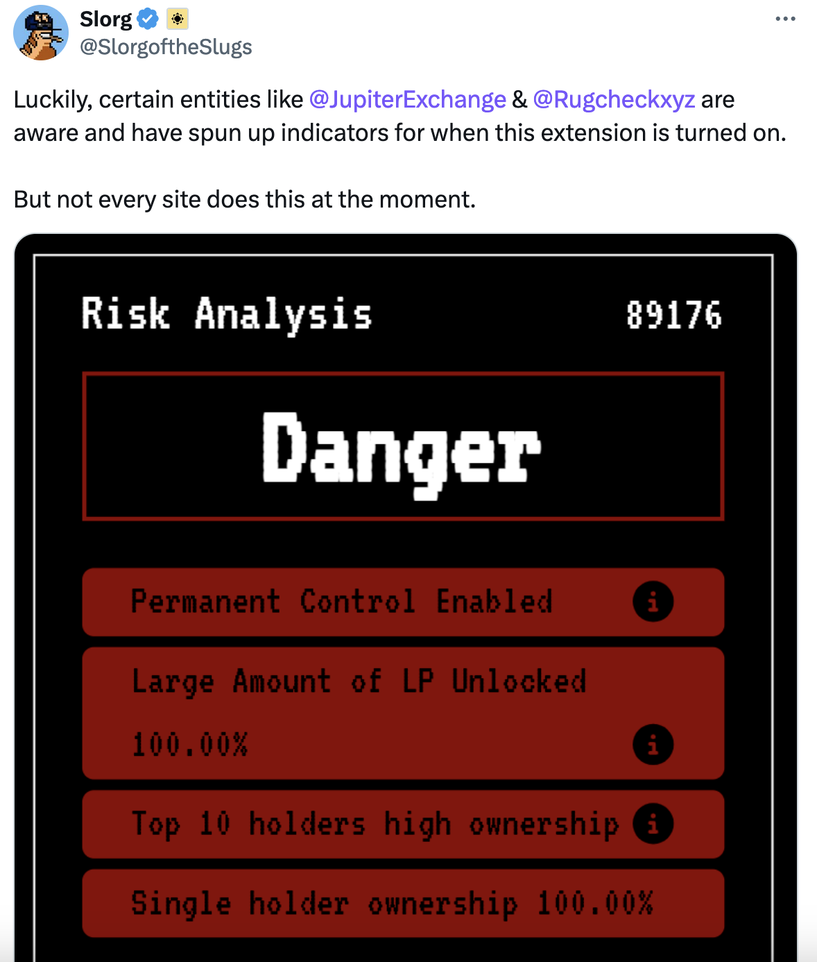 Como é o indicador de alerta. Fonte: X/Slorg